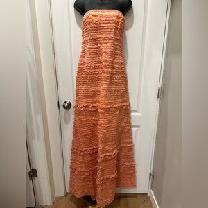 100% silk - JCrew NWT Peach Ruffled Maxi Dress